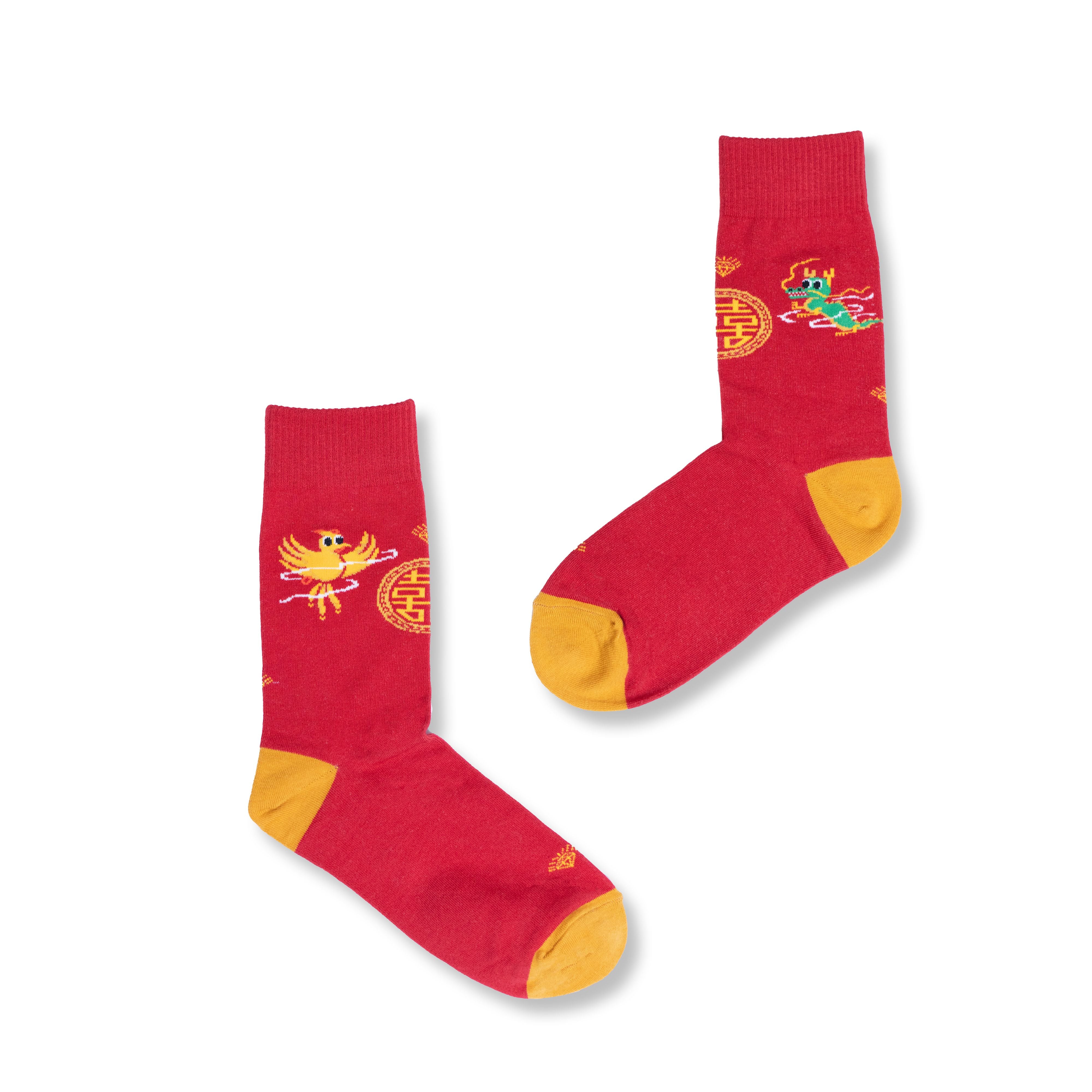 Dragon Phoenix Happiness Socks