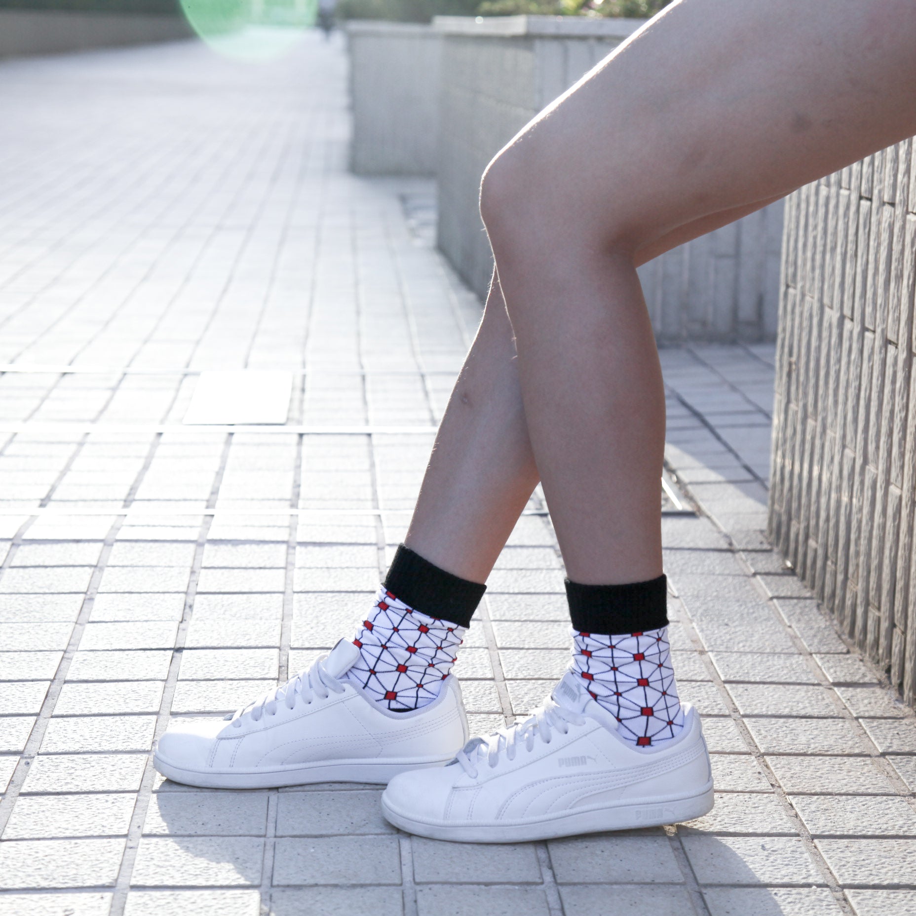 Red Mosaic Socks